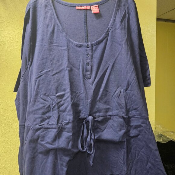 Woman Within 3X  Navy Blue T-Shirt dress with floral pattern at the bottom, 100% - Picture 5 of 5